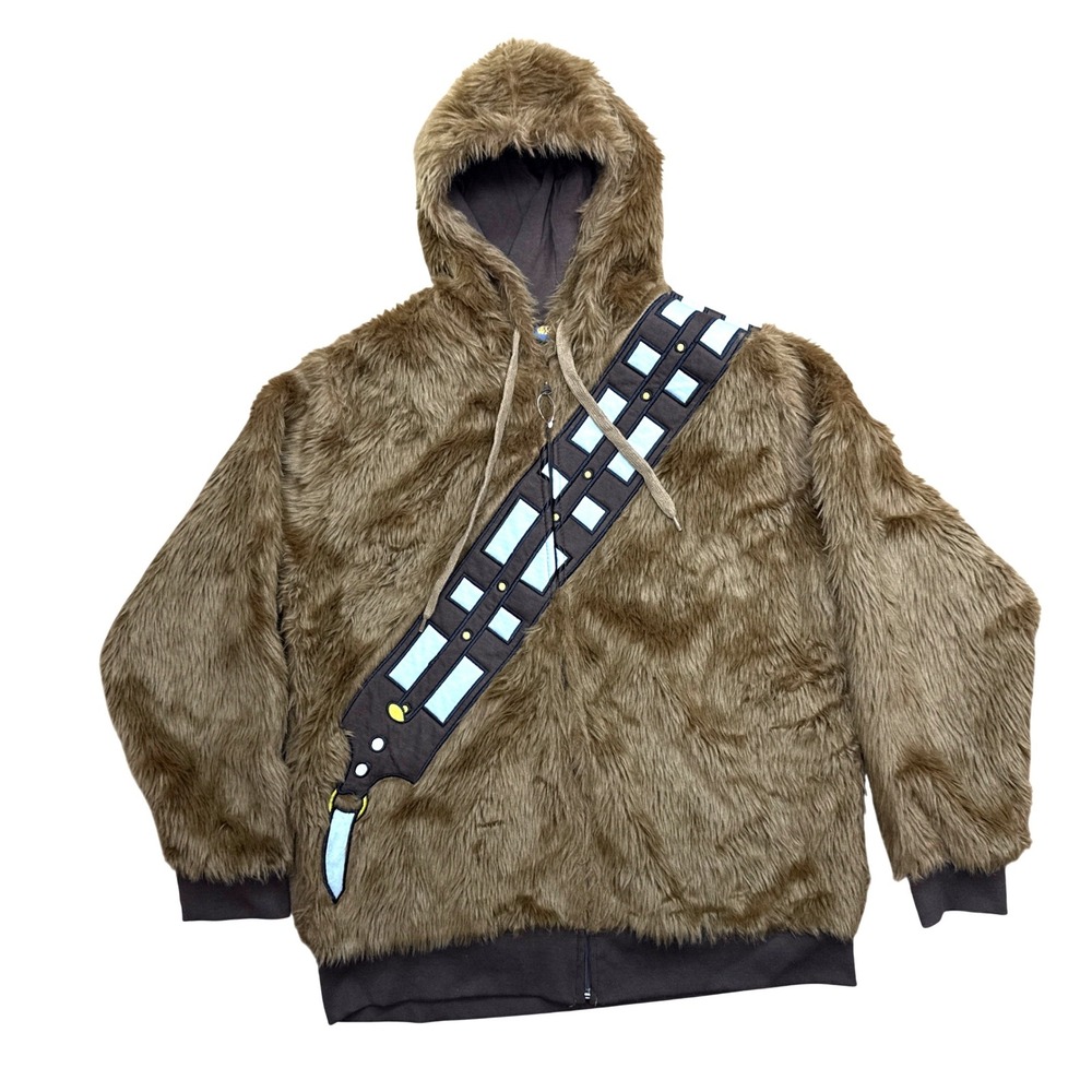 Star Wars Chewbacca Faux Fur Hoodie Cosplay Costume Brown Size M‎ NEW Disney